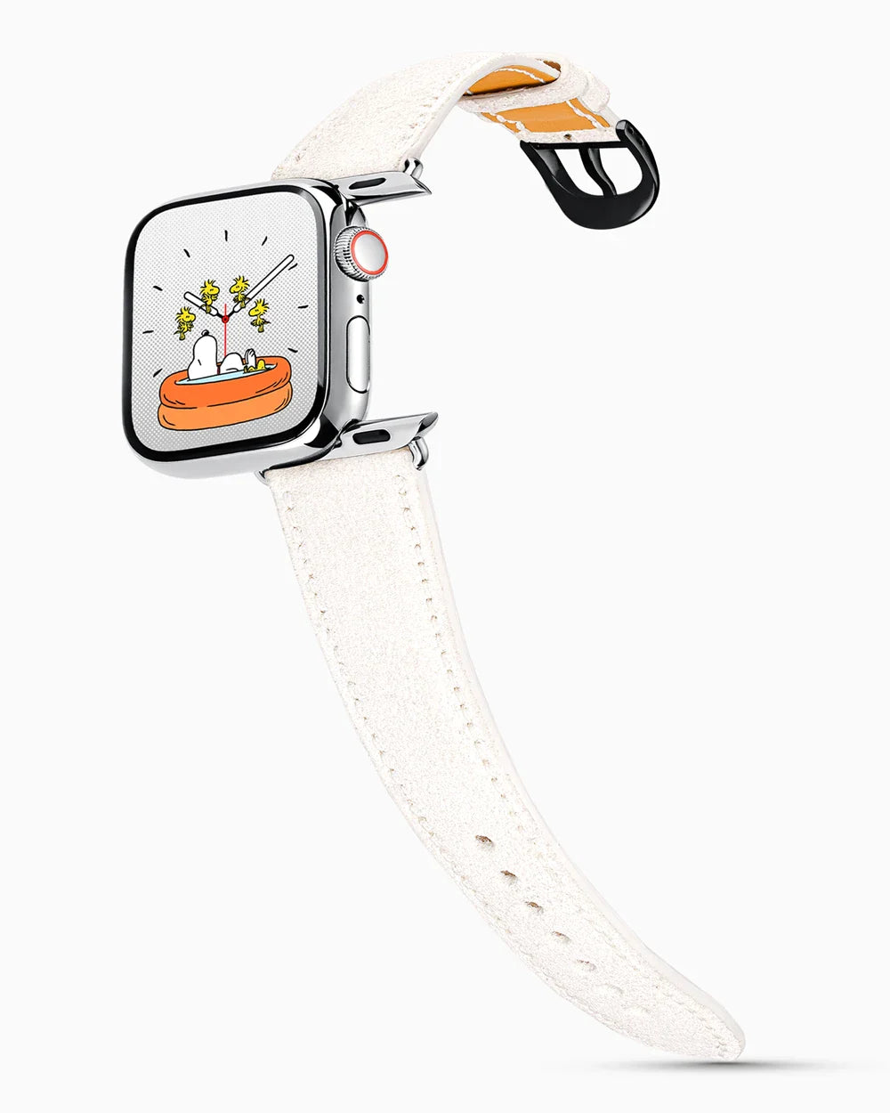 Janus Suede luxury Apple Watch leather band on a Series 9 Apple Watch