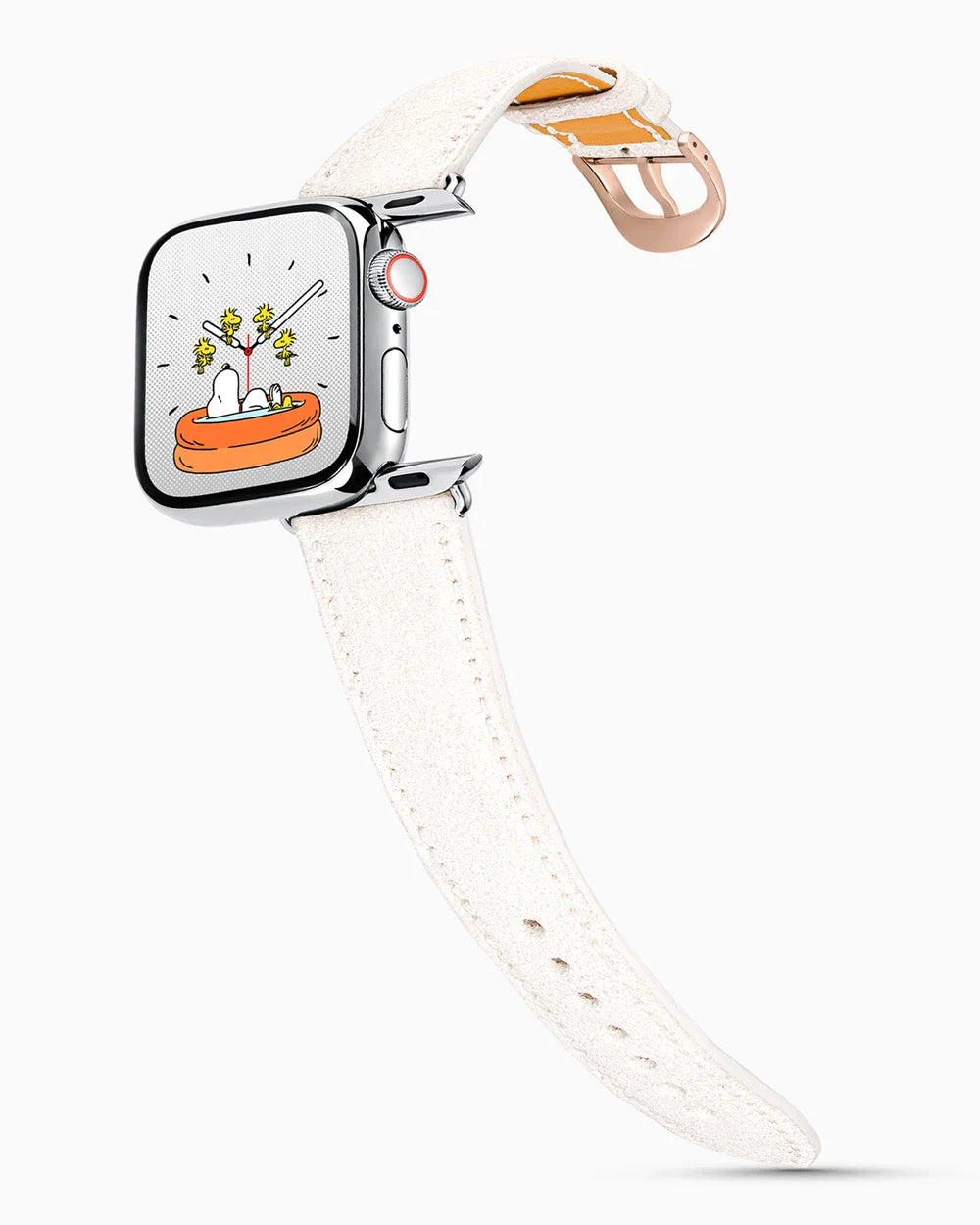 Janus Suede luxury Apple Watch leather band on a Series 9 Apple Watch