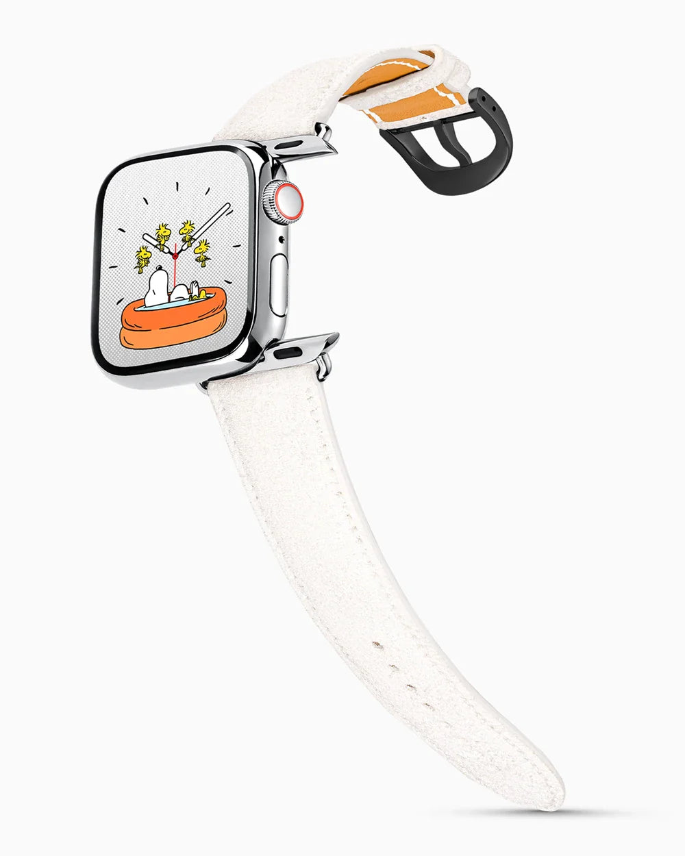 Janus Suede luxury Apple Watch leather band on a Series 9 Apple Watch