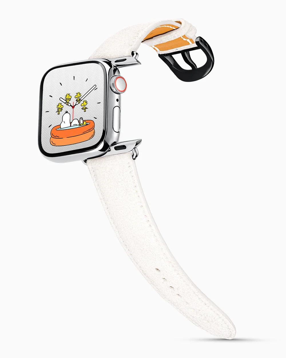 Janus Suede luxury Apple Watch leather band on a Series 9 Apple Watch