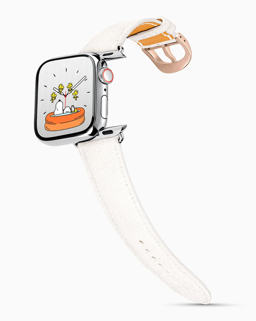 Janus Suede luxury Apple Watch leather band on a Series 9 Apple Watch