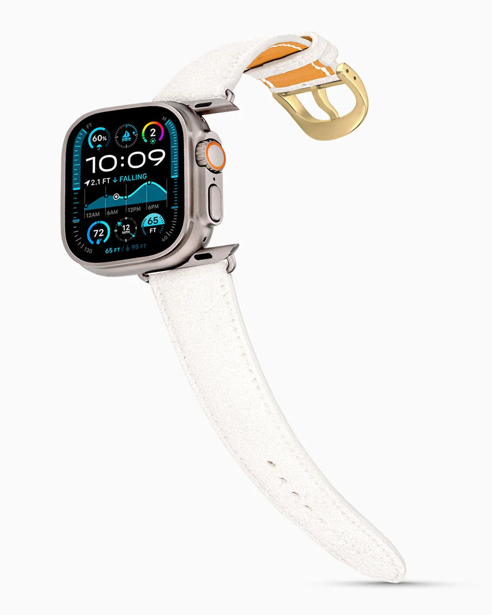 Janus Suede luxury Apple Watch leather band on an Apple Watch Ultra