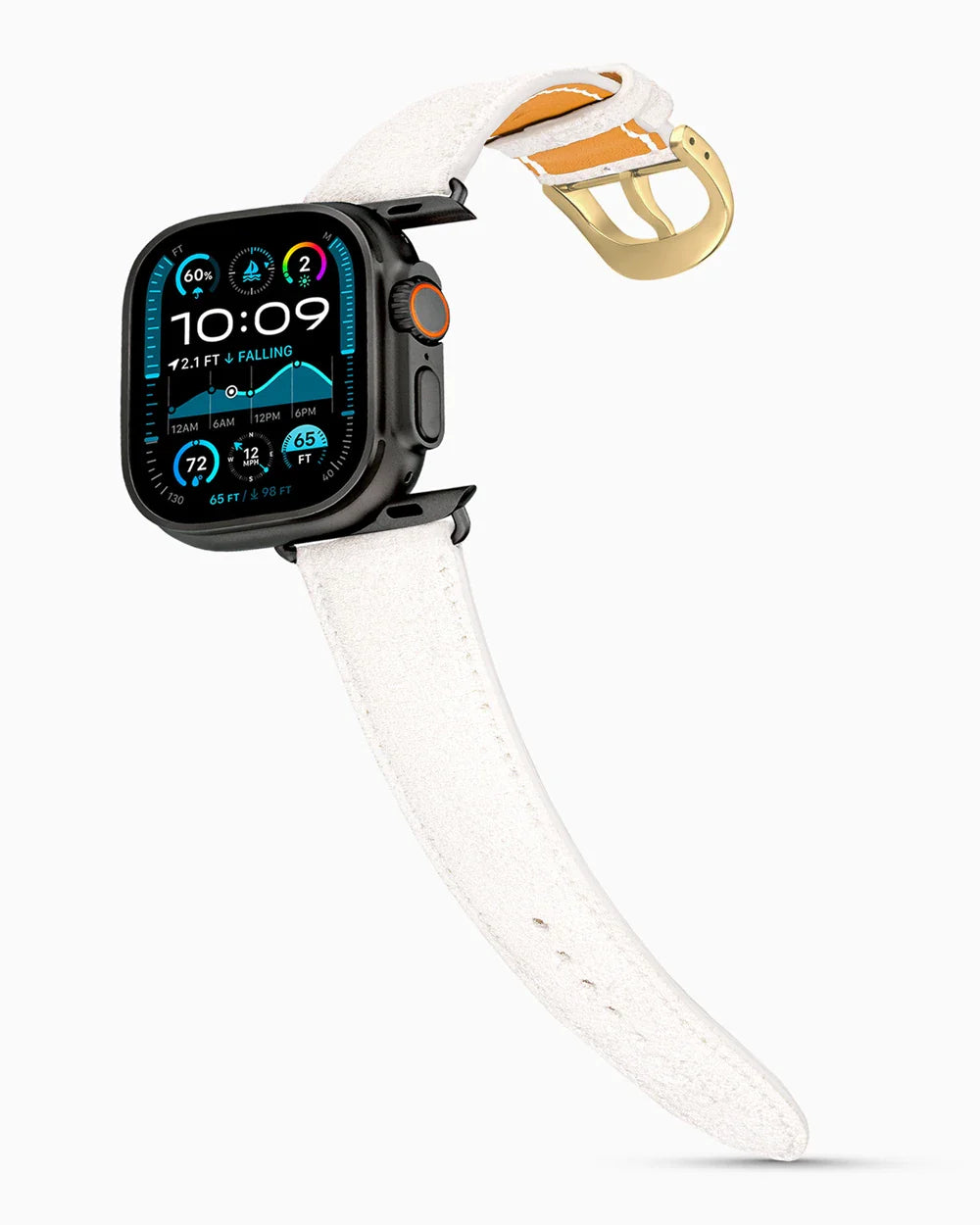 Janus Suede luxury Apple Watch leather band on an Apple Watch Ultra