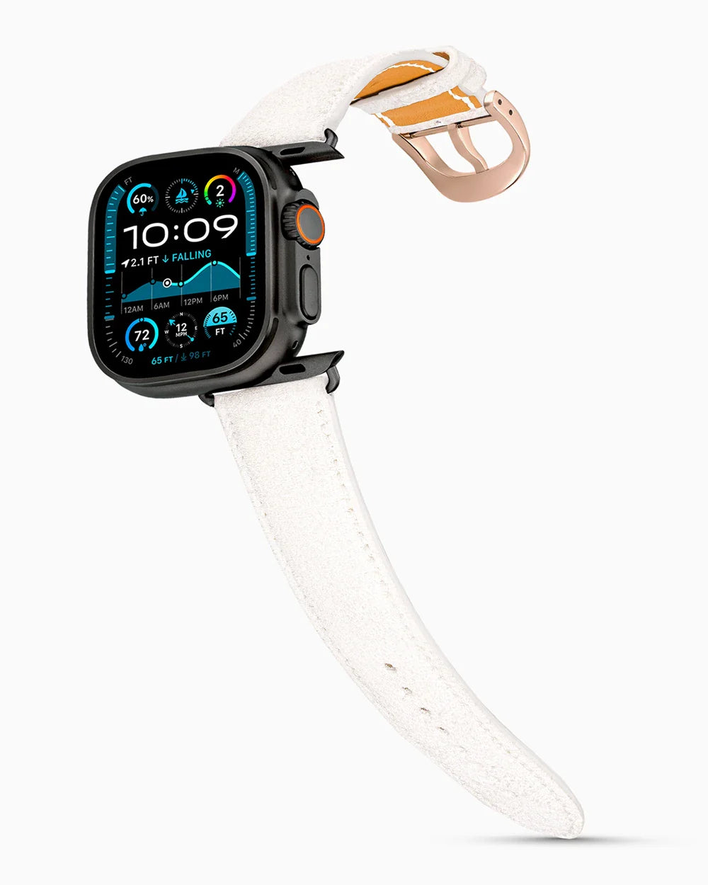 Janus Suede luxury Apple Watch leather band on an Apple Watch Ultra