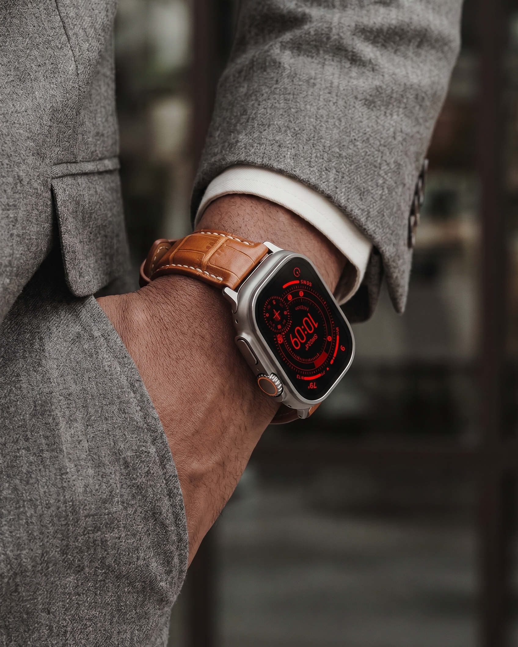 Longvadon Fathers Day promo - mens cognac croc Apple Watch band