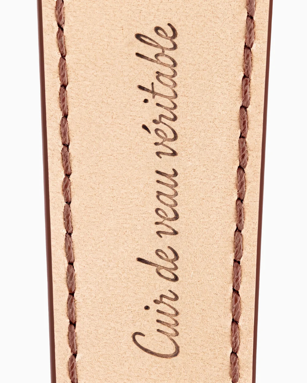 Caiman Series 3 | Marron Mat — calfskin lining with Cuir de veau véritable lettering