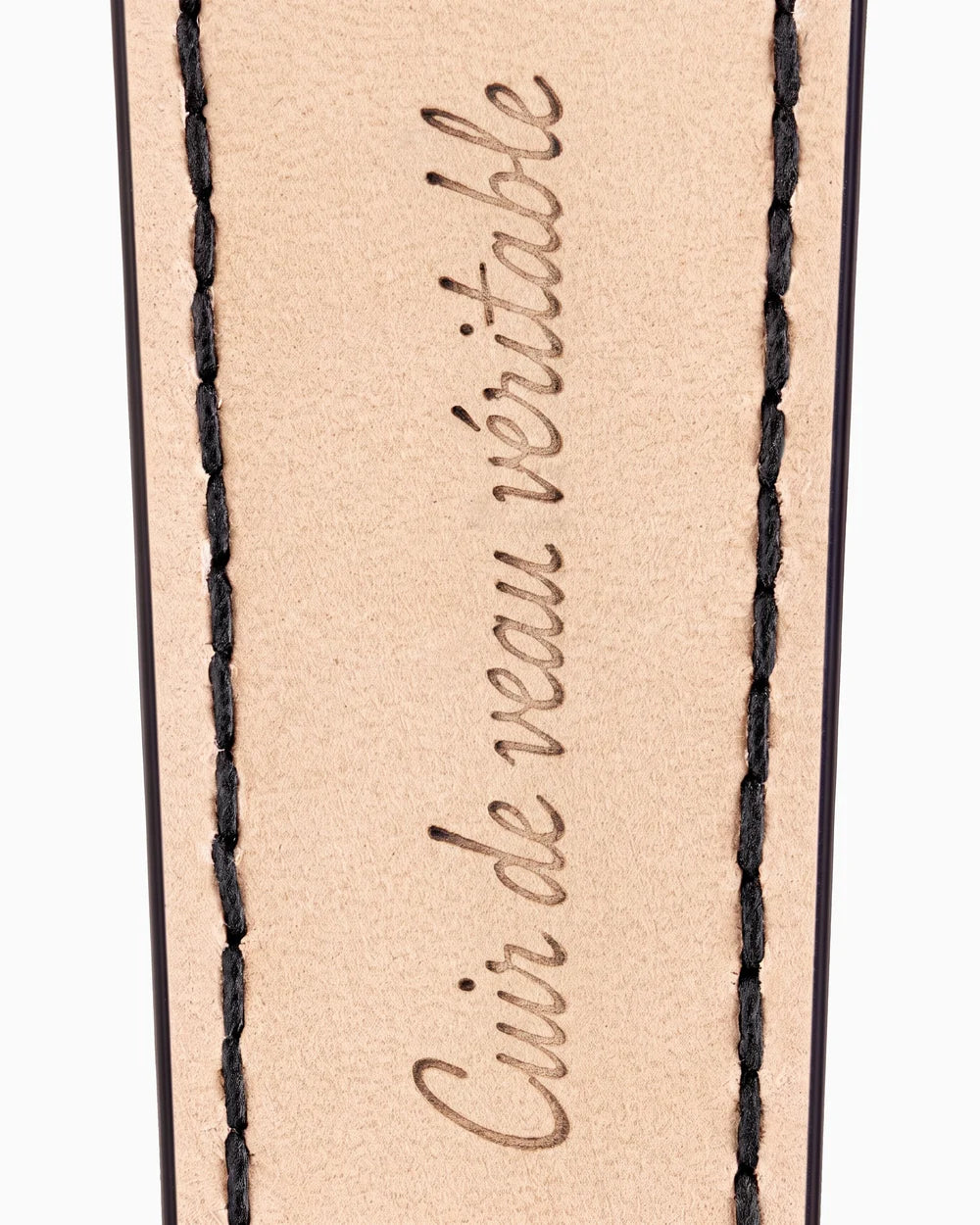 Caiman Series 3 | Noir Glacé — calfskin lining with Cuir de veau véritable lettering