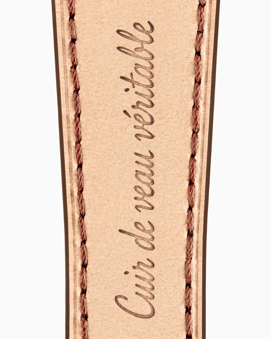 Calfskin lining with Cuir de veau véritable lettering