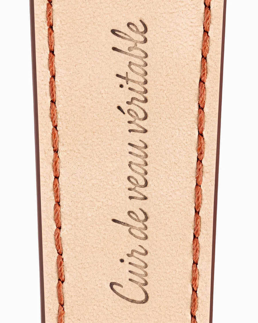 Calfskin lining with Cuir de veau véritable lettering