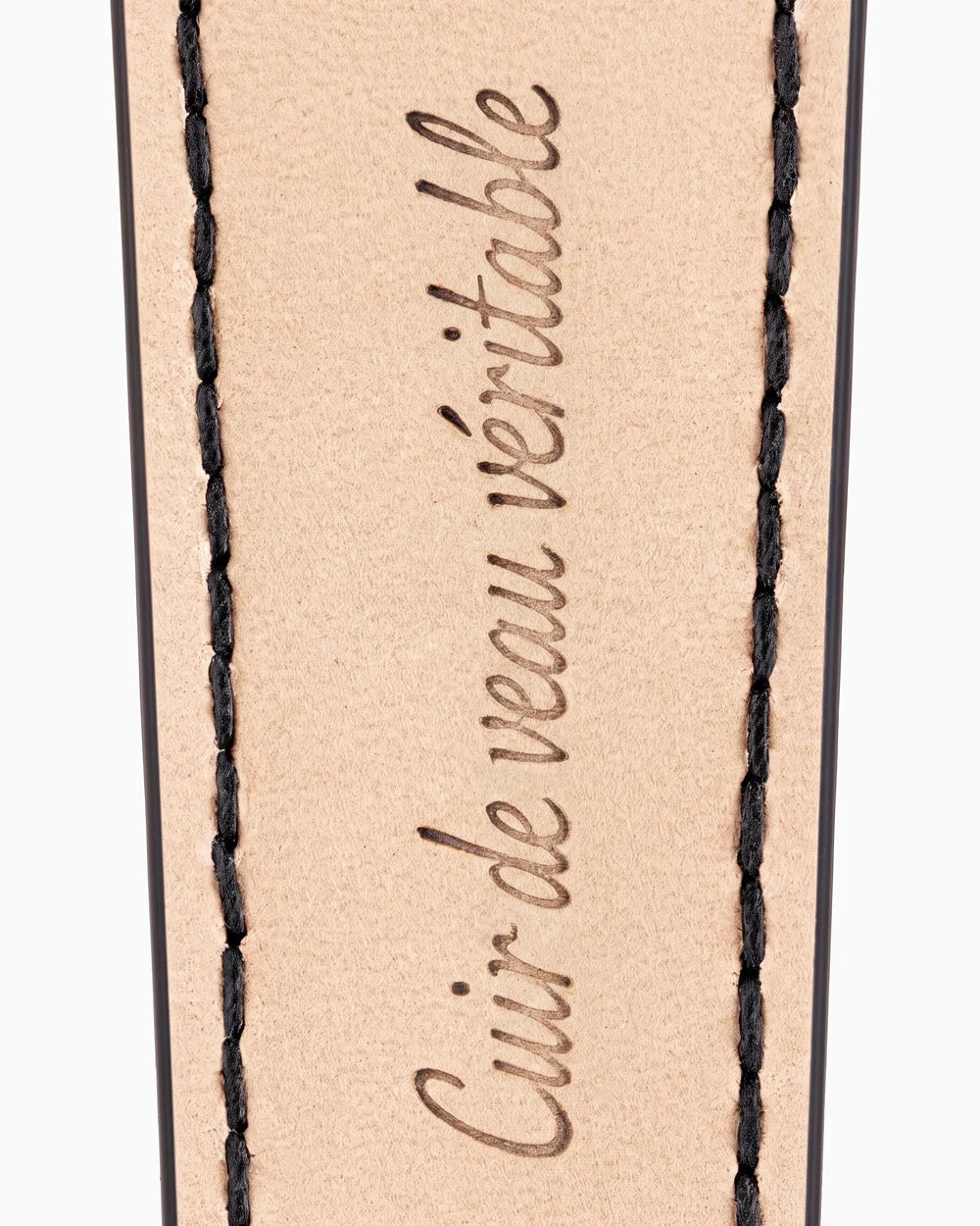 Caiman Series 3 | Noir Mat — calfskin lining with Cuir de veau véritable lettering