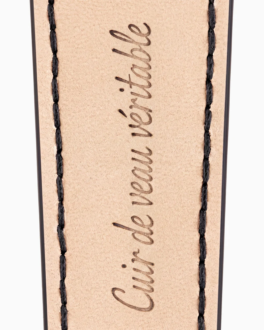 Calfskin lining with Cuir de veau véritable lettering