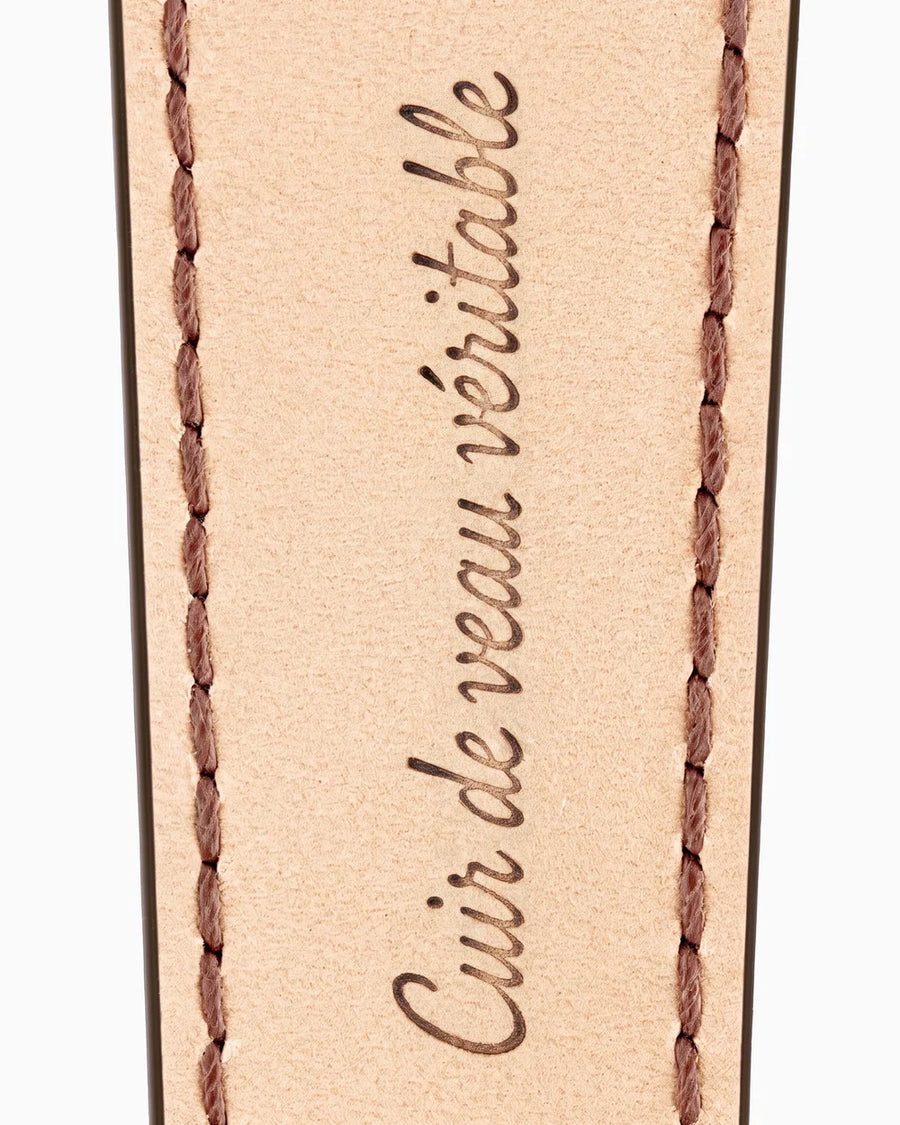Calfskin lining with Cuir de veau véritable lettering