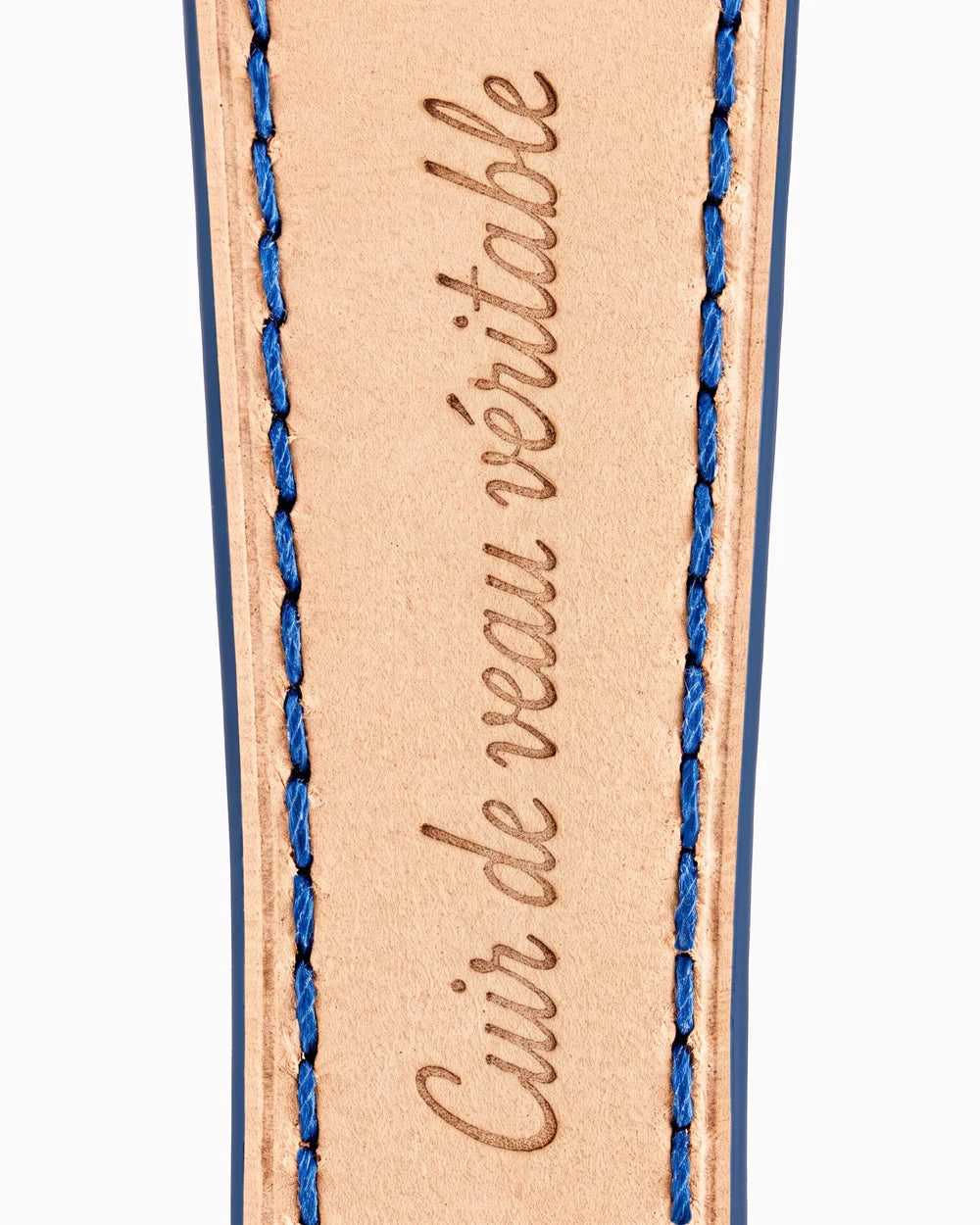 Caiman Series 3 | Bleu Marine — calfskin lining with Cuir de veau véritable lettering