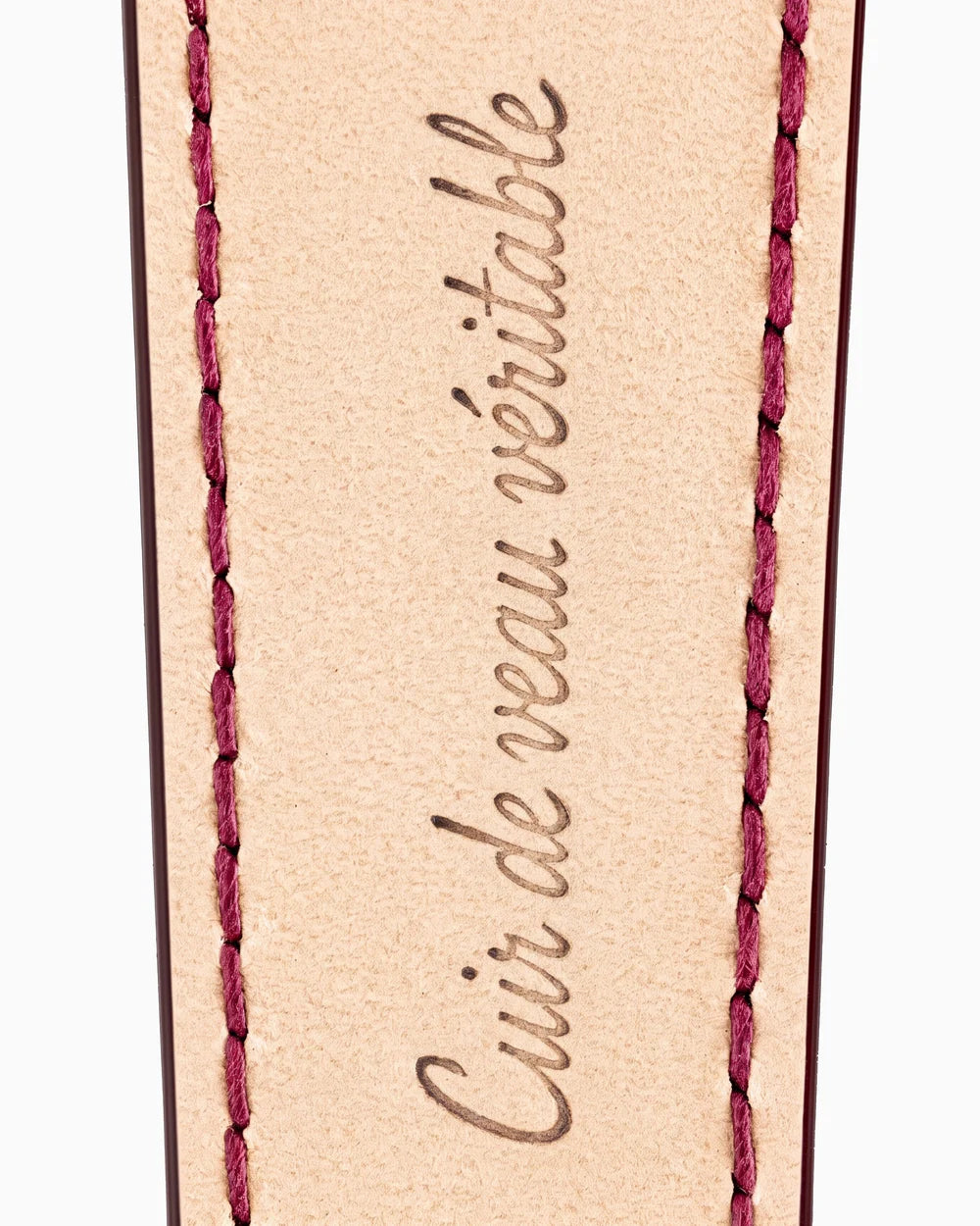 Caiman Series 3 | Bourgogne Glacé — calfskin lining with Cuir de veau véritable lettering