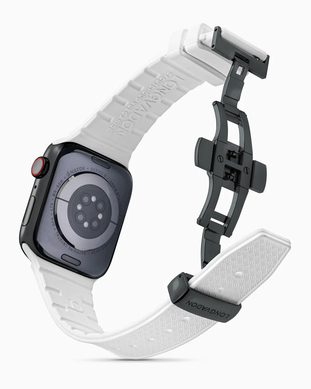 Luxury apple watch band in rubber floating in the air