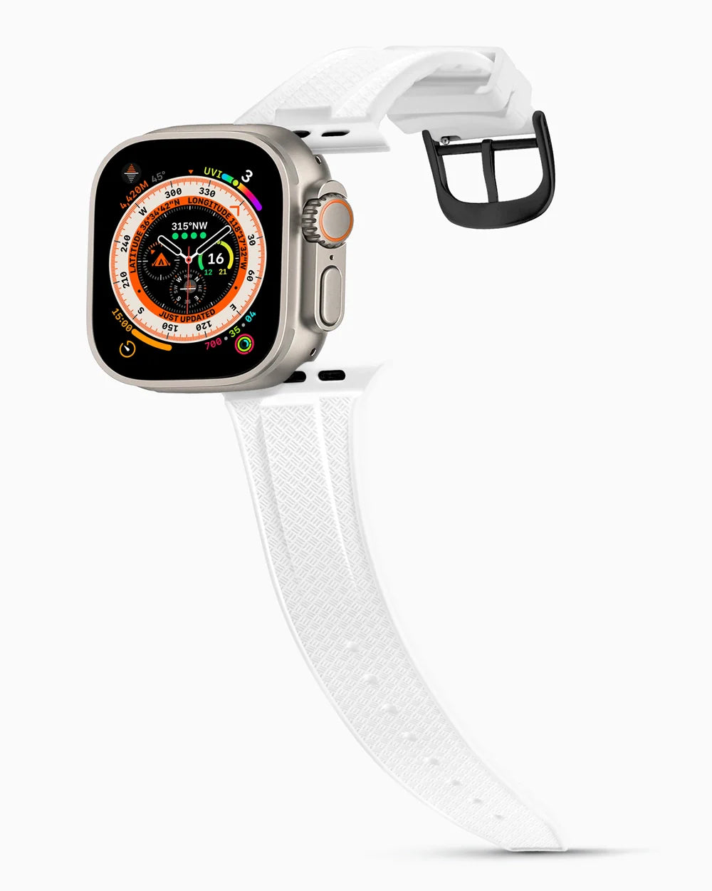 Voyager Series rubber luxury apple watch band main image polished black