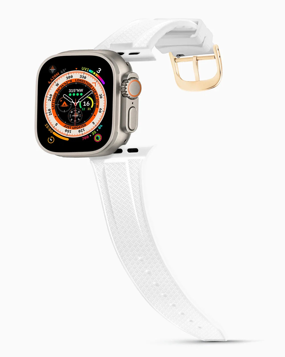 Voyager Series rubber luxury apple watch band main image polished gold