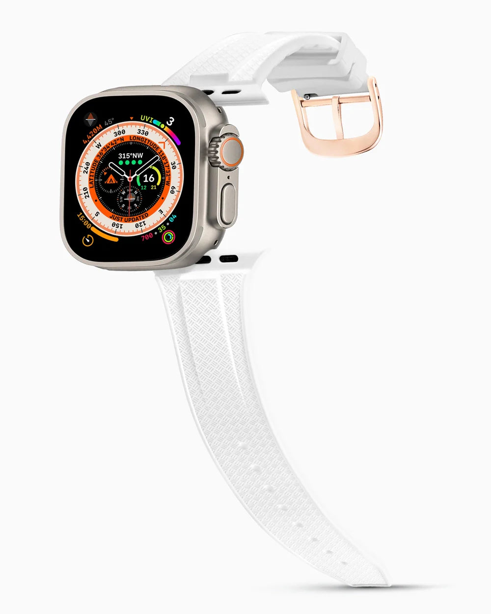 Voyager Series rubber luxury apple watch band main image rose gold