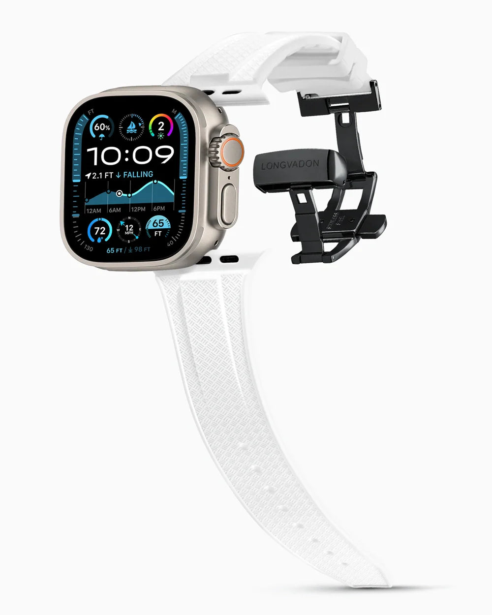 Voyager Series rubber luxury apple watch band main image polished black