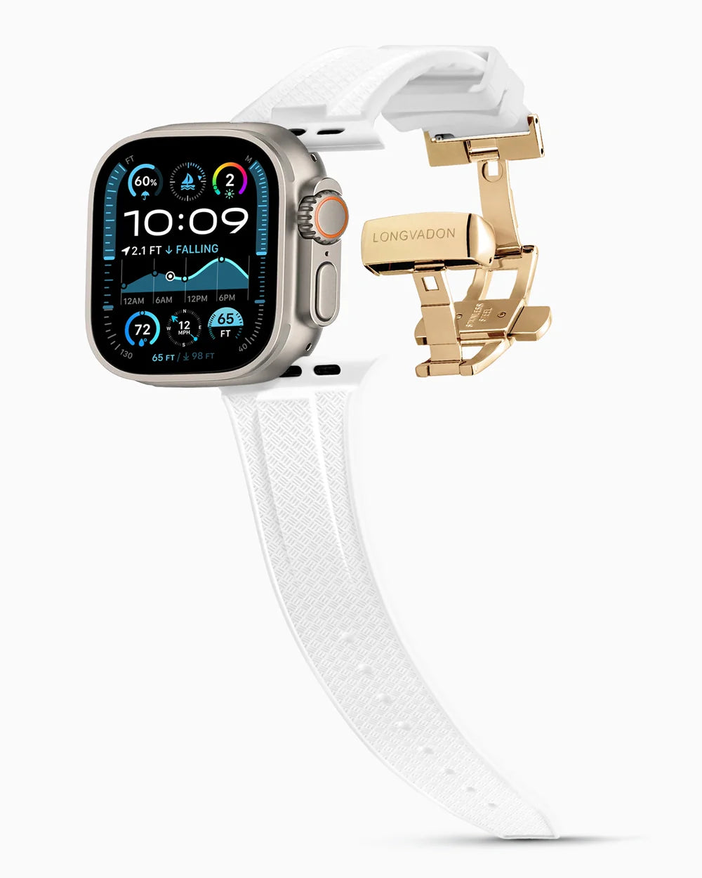 Voyager Series rubber luxury apple watch band main image polished gold