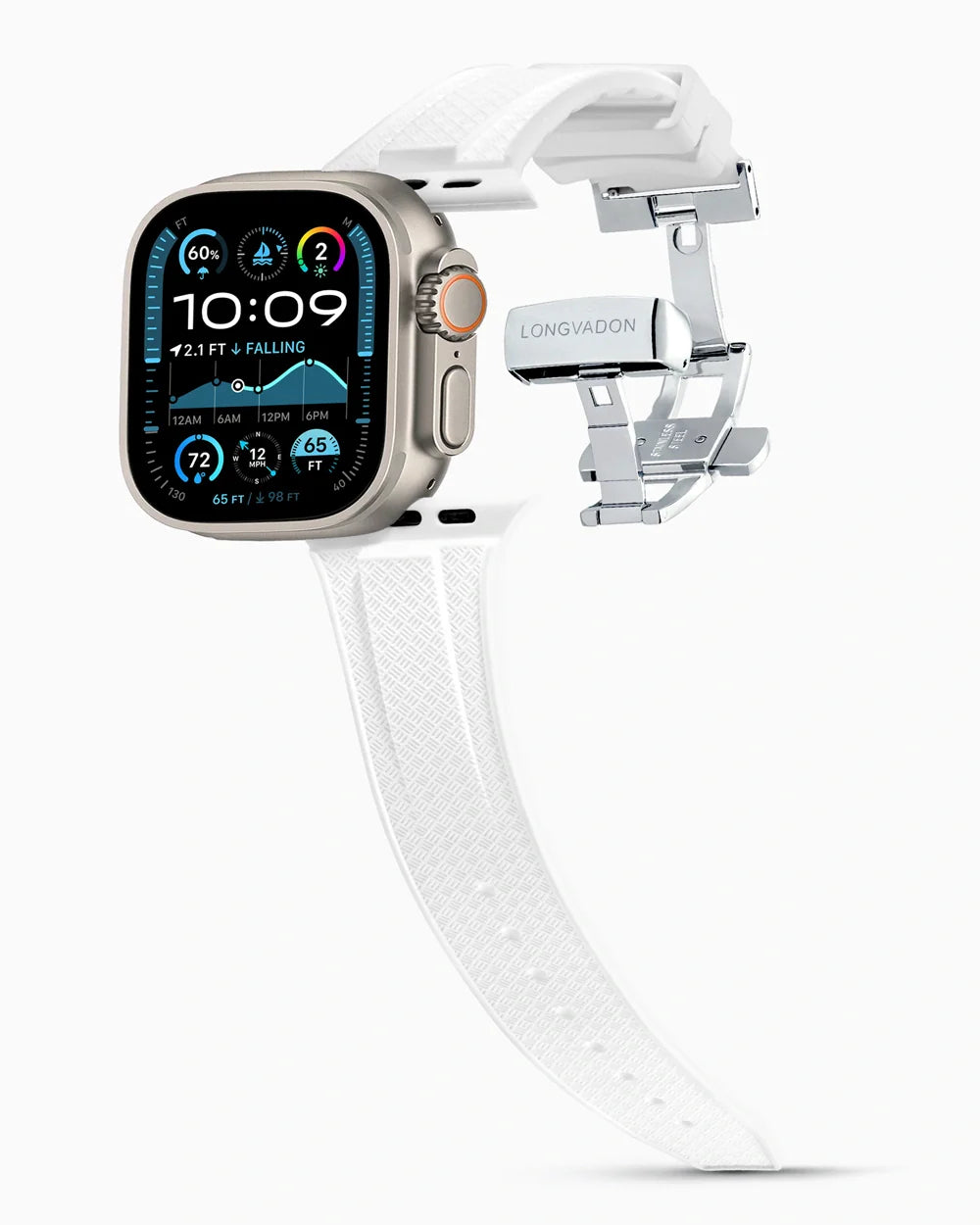 Voyager Series rubber luxury apple watch band main image silver