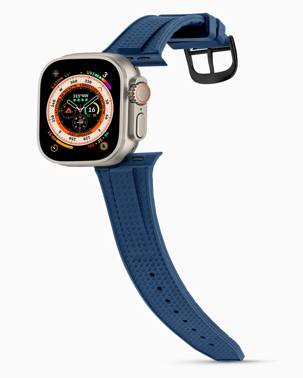 Voyager Series rubber luxury apple watch band main image polished black