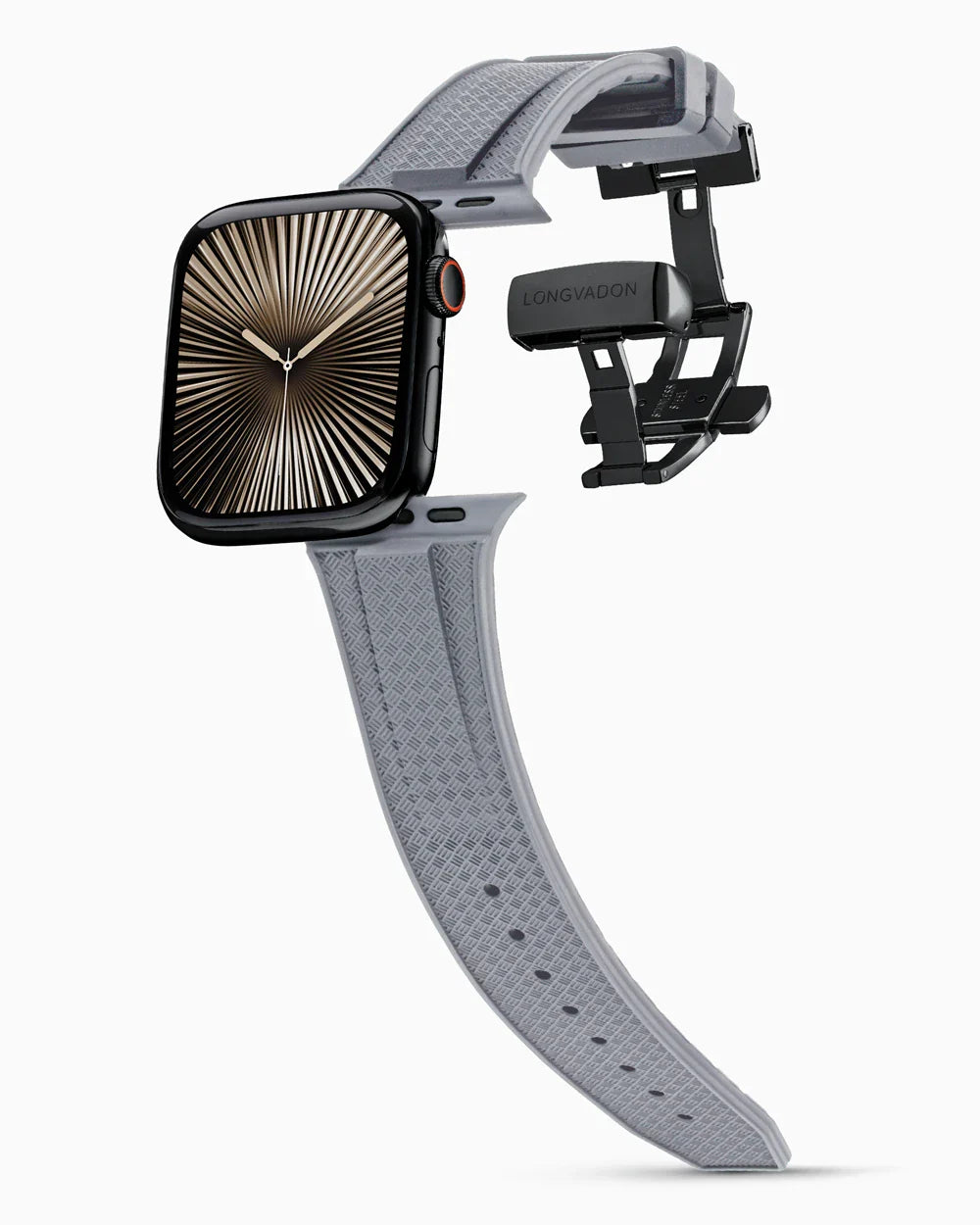 Voyager Series rubber luxury apple watch band main image polished black