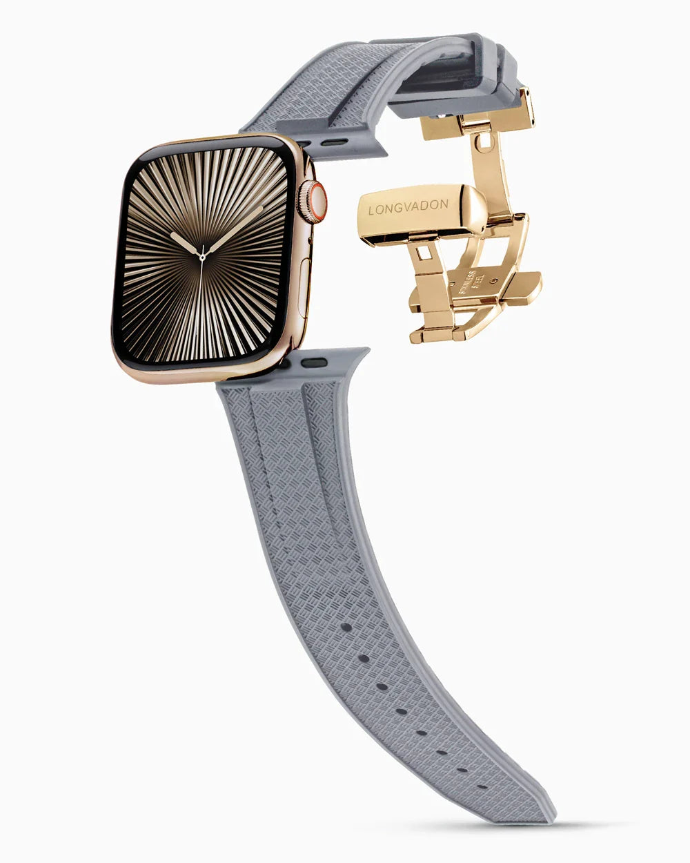 Voyager Series rubber luxury apple watch band main image polished gold