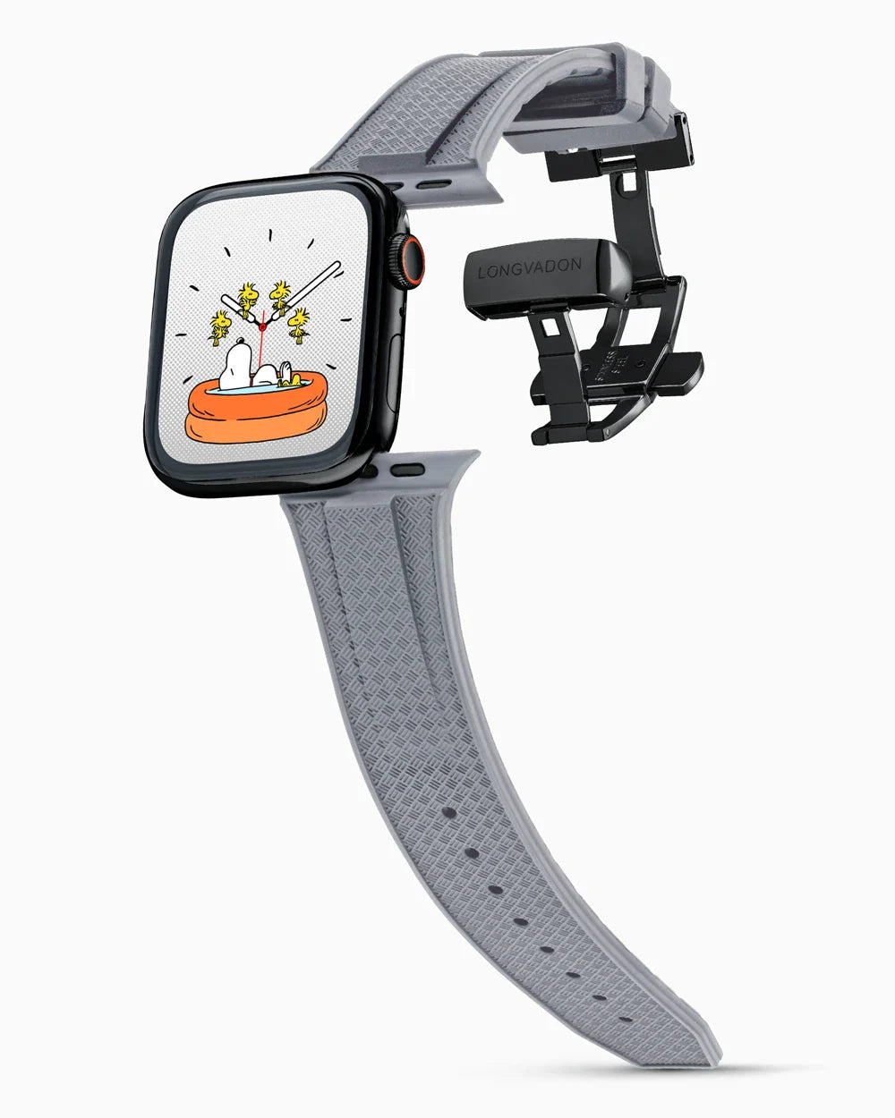 Voyager Series rubber luxury apple watch band main image polished black