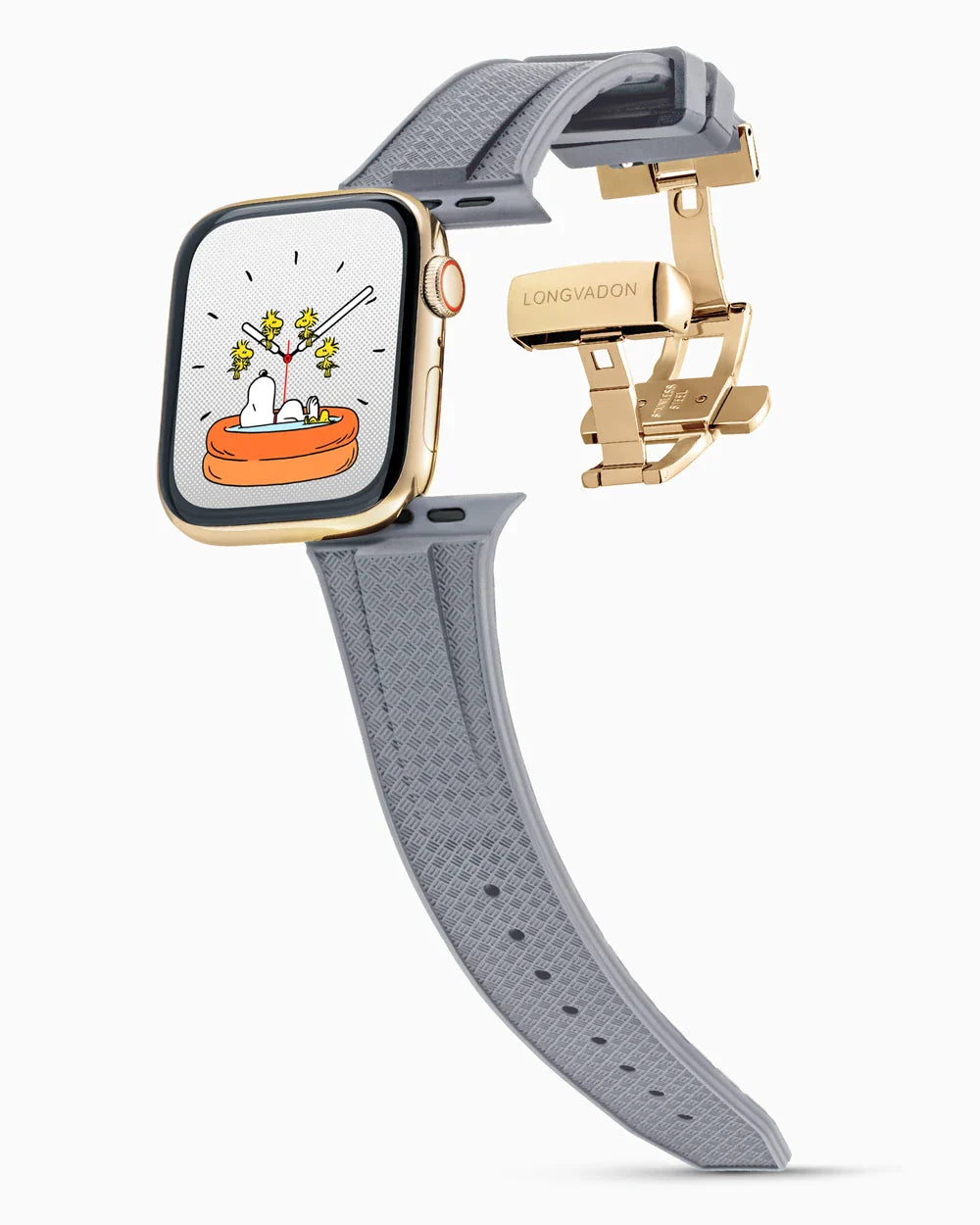 Voyager Series rubber luxury apple watch band main image polished gold