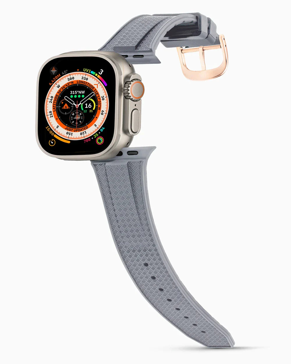 Voyager Series rubber luxury apple watch band main image rose gold