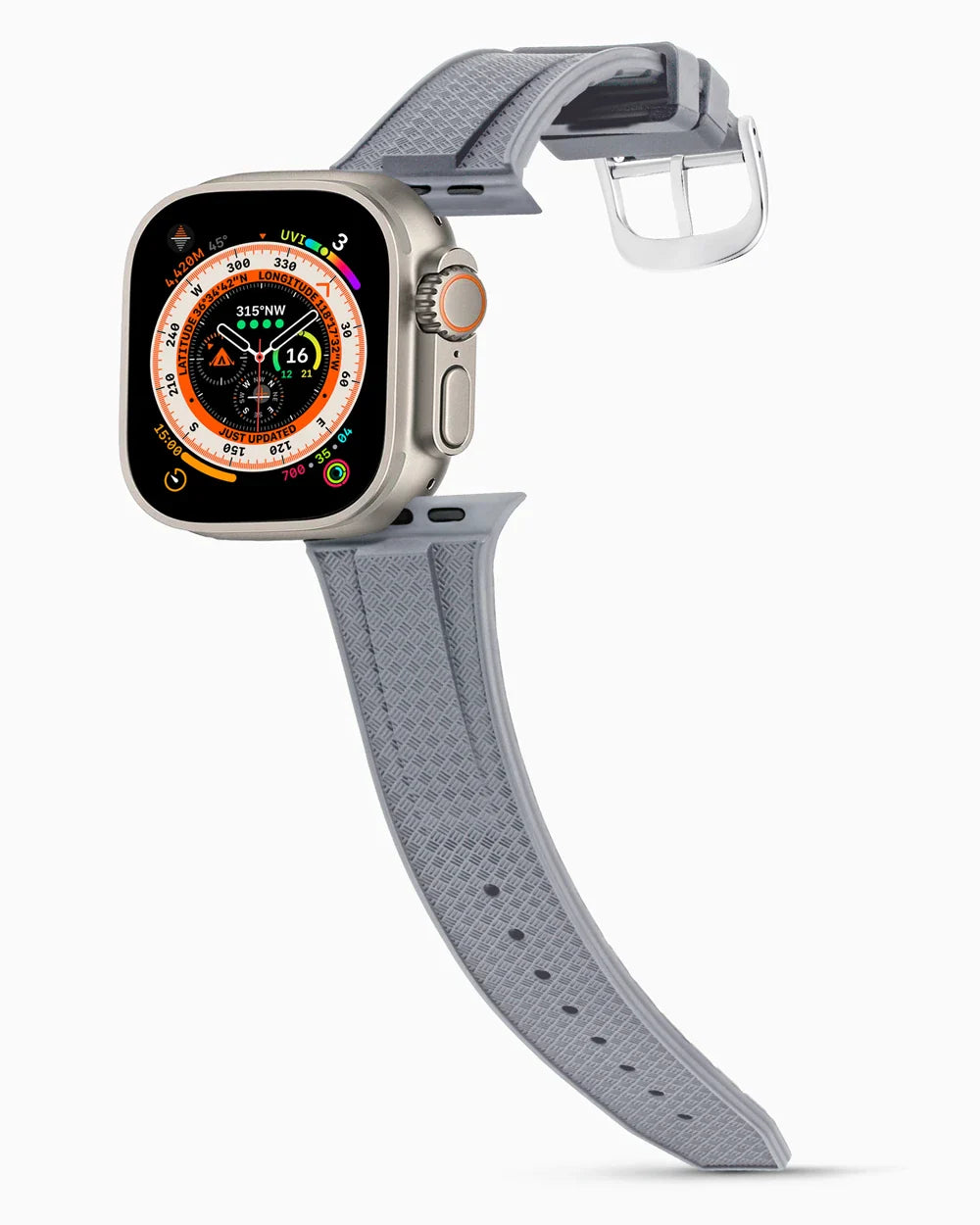 Voyager Series rubber luxury apple watch band main image silver