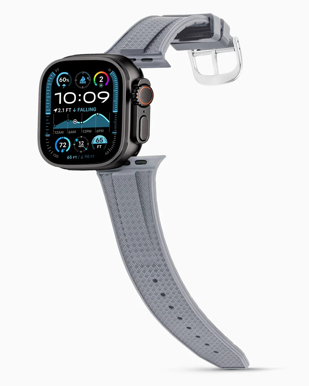 Voyager Series rubber luxury apple watch band main image silver