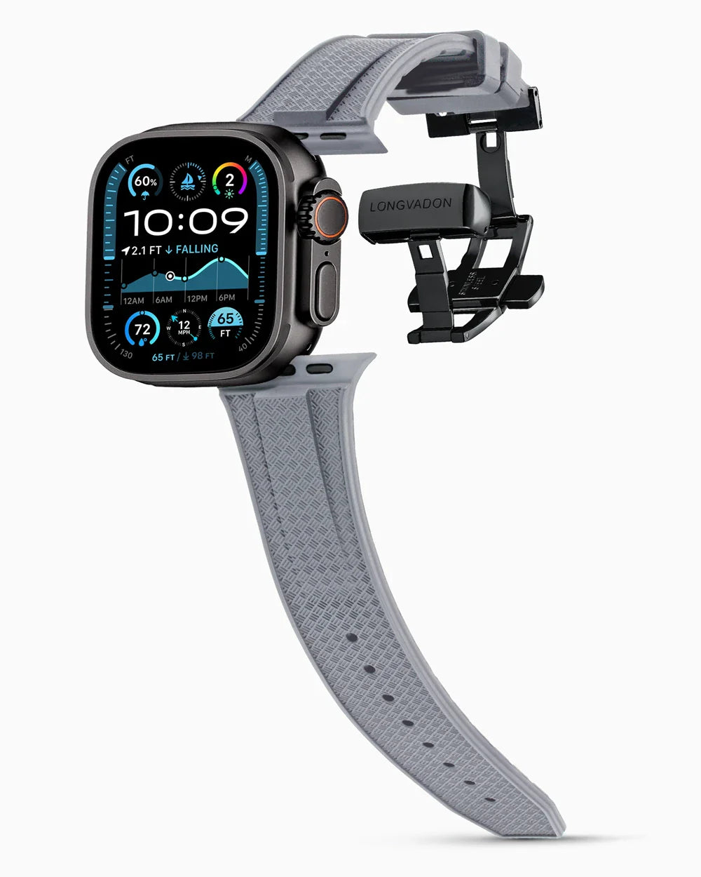 Voyager Series rubber luxury apple watch band main image polished black