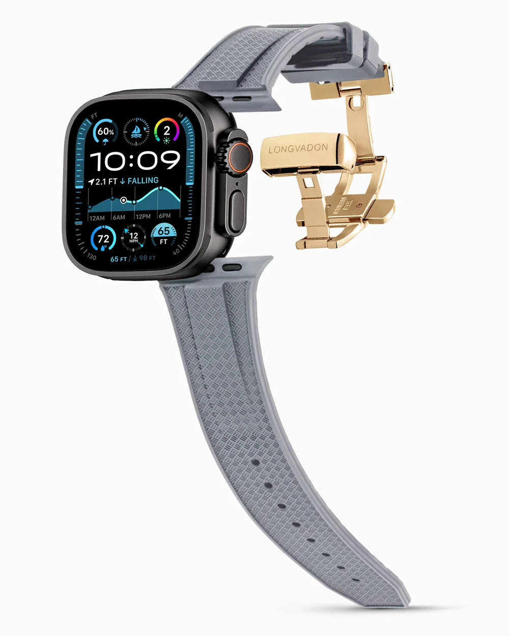 Voyager Series rubber luxury apple watch band main image polished gold