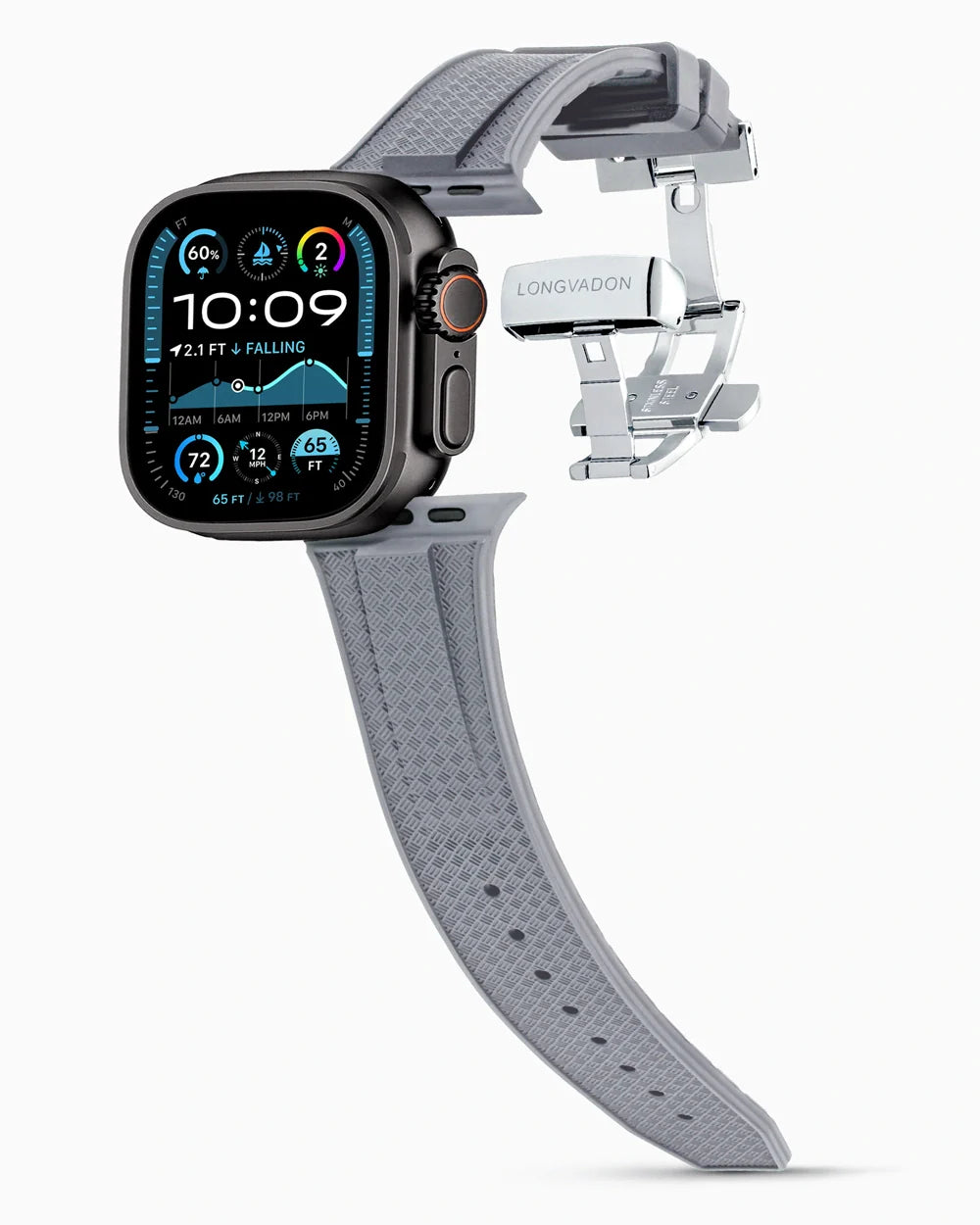 Voyager Series rubber luxury apple watch band main image silver