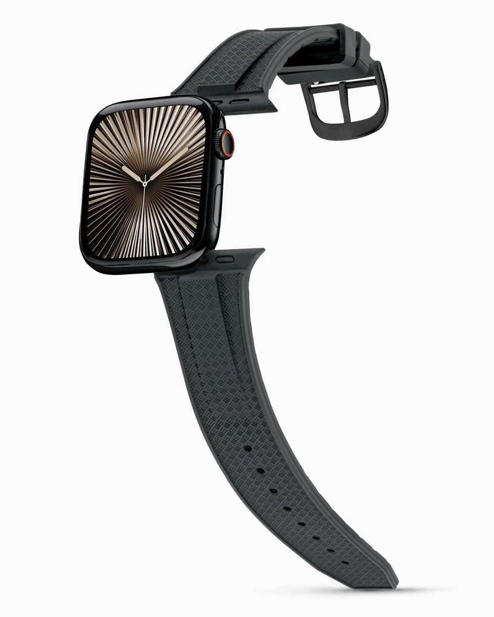 Voyager Series rubber luxury apple watch band main image polished black