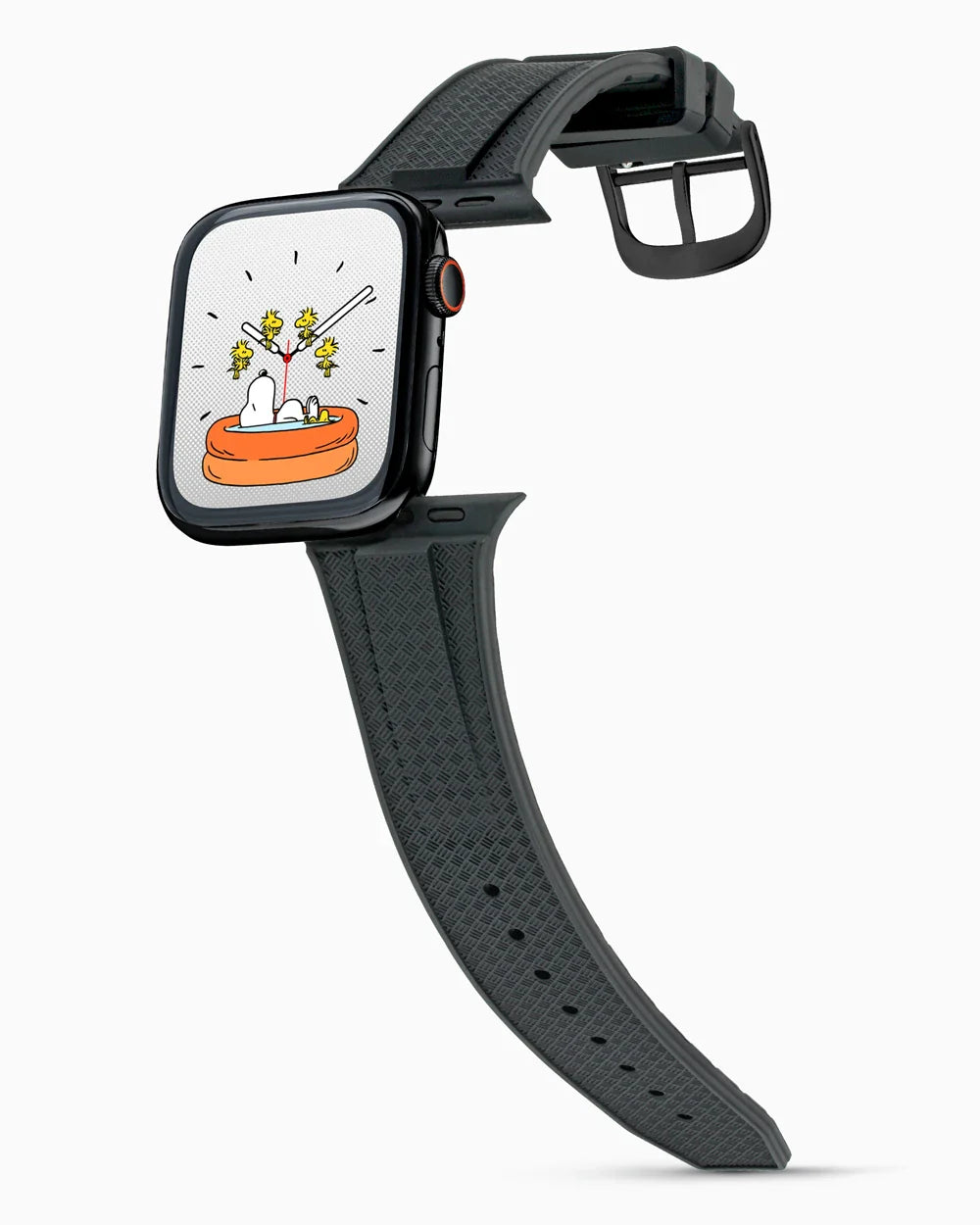 Voyager Series rubber luxury apple watch band main image polished black