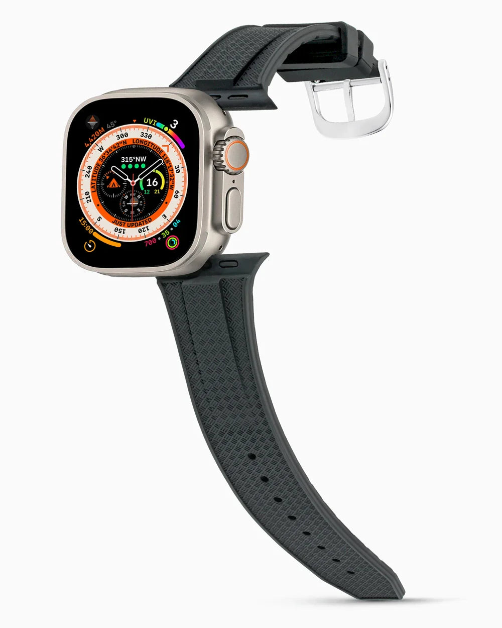 Voyager Series rubber luxury apple watch band main image silver