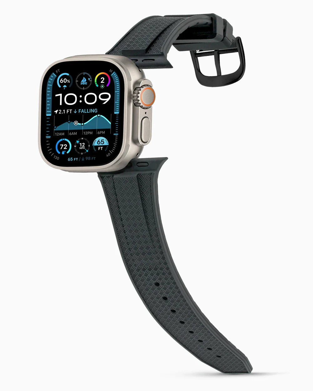 Voyager Series rubber luxury apple watch band main image polished black