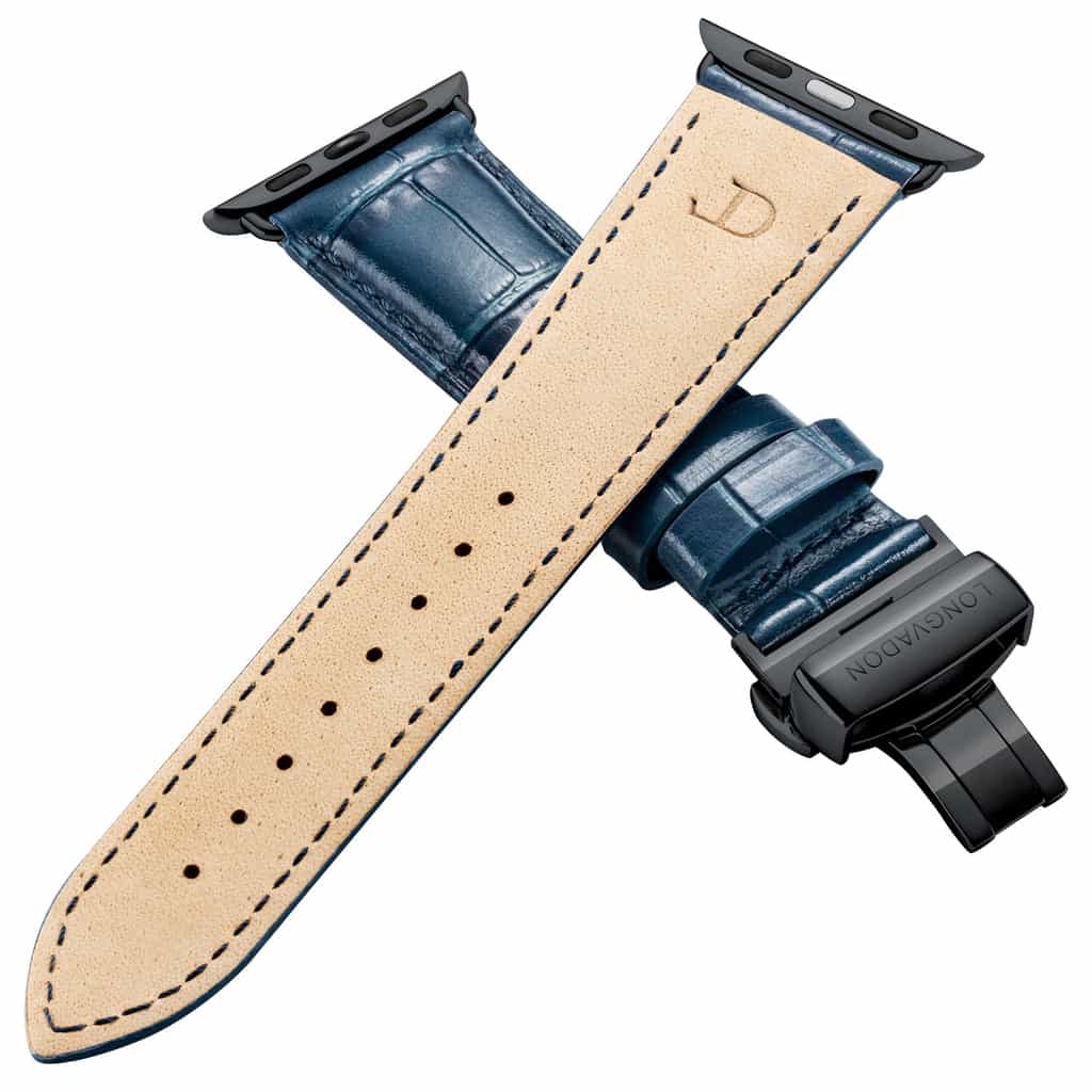 22mm/20mm Dark Navy Blue Genuine CROCODILE Leather Watch Strap for Apple  Watch 38mm #WT4606 - Ziczac Leather Workshop