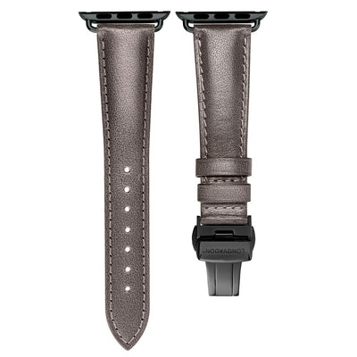 women's dark gray leather band for black apple watch