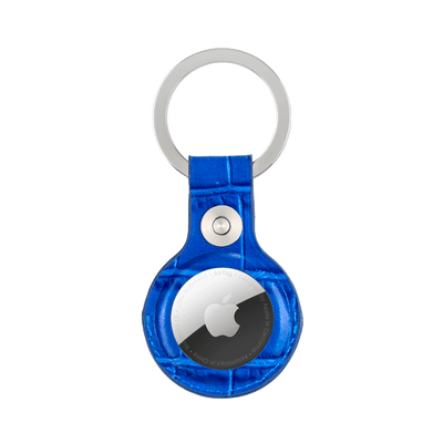 Mediterranean Blue Caiman Series AirTag Case with Key Ring