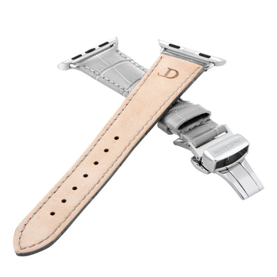 women's misty gray leather band for silver apple watch closer look