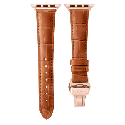 women's whiskey brown leather band for gold apple watch