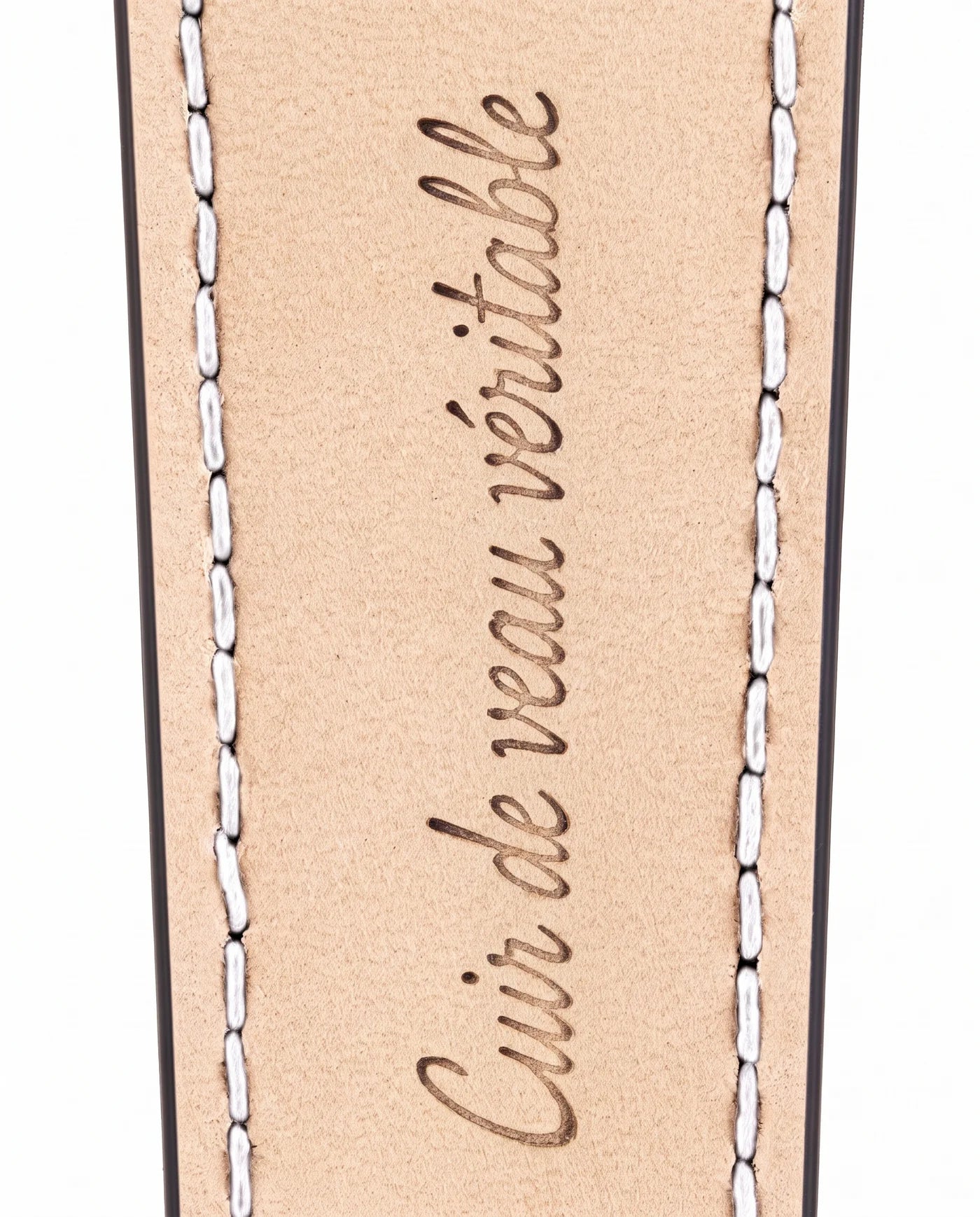 Calfskin lining with Cuir de veau véritable lettering