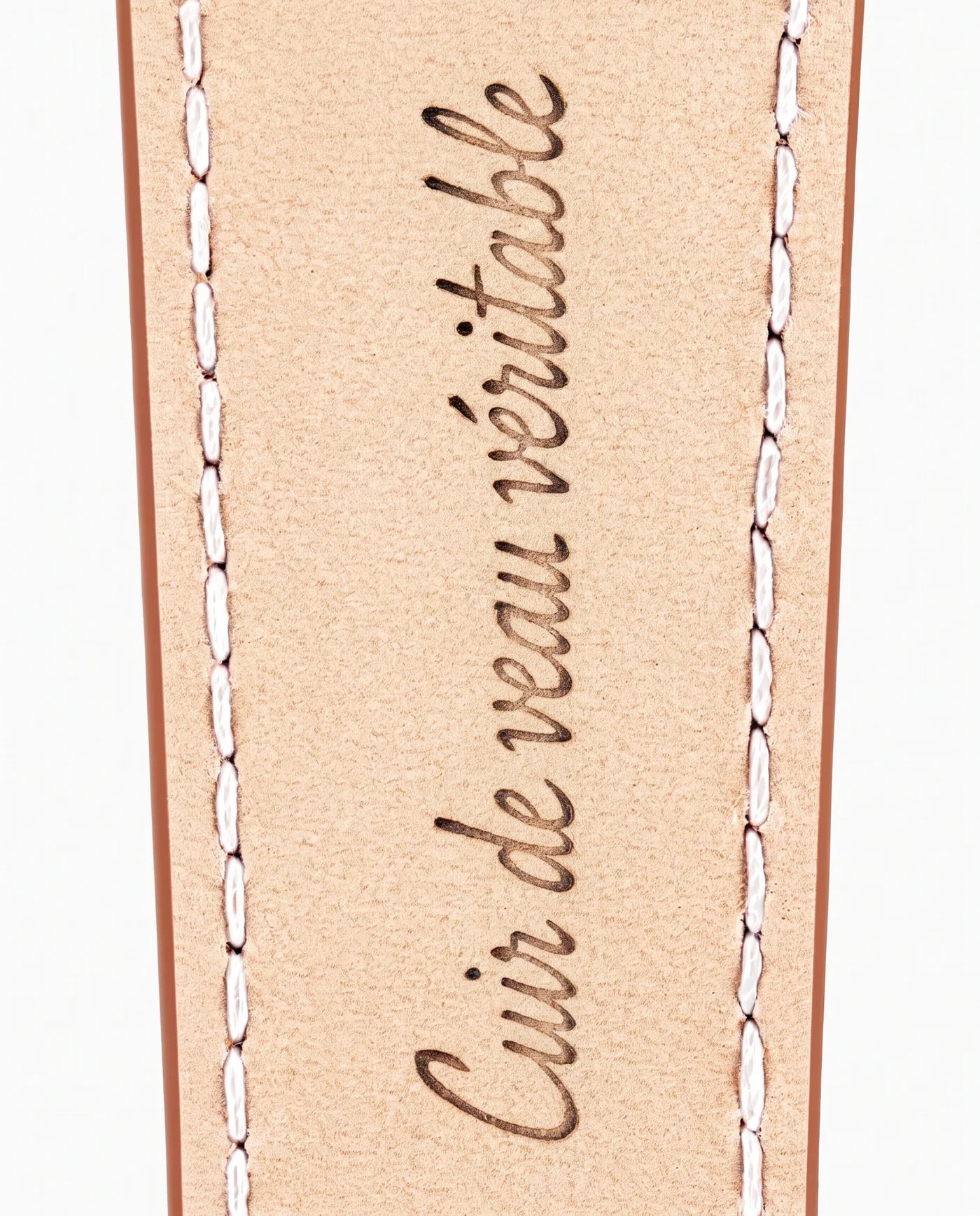 Calfskin lining with Cuir de veau véritable lettering