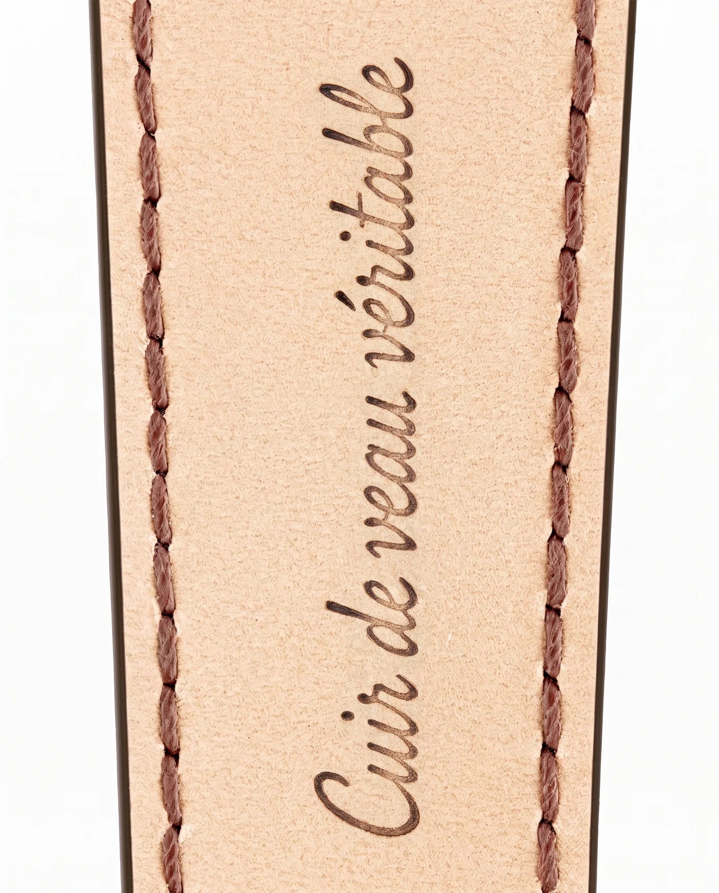 Calfskin lining with Cuir de veau véritable lettering