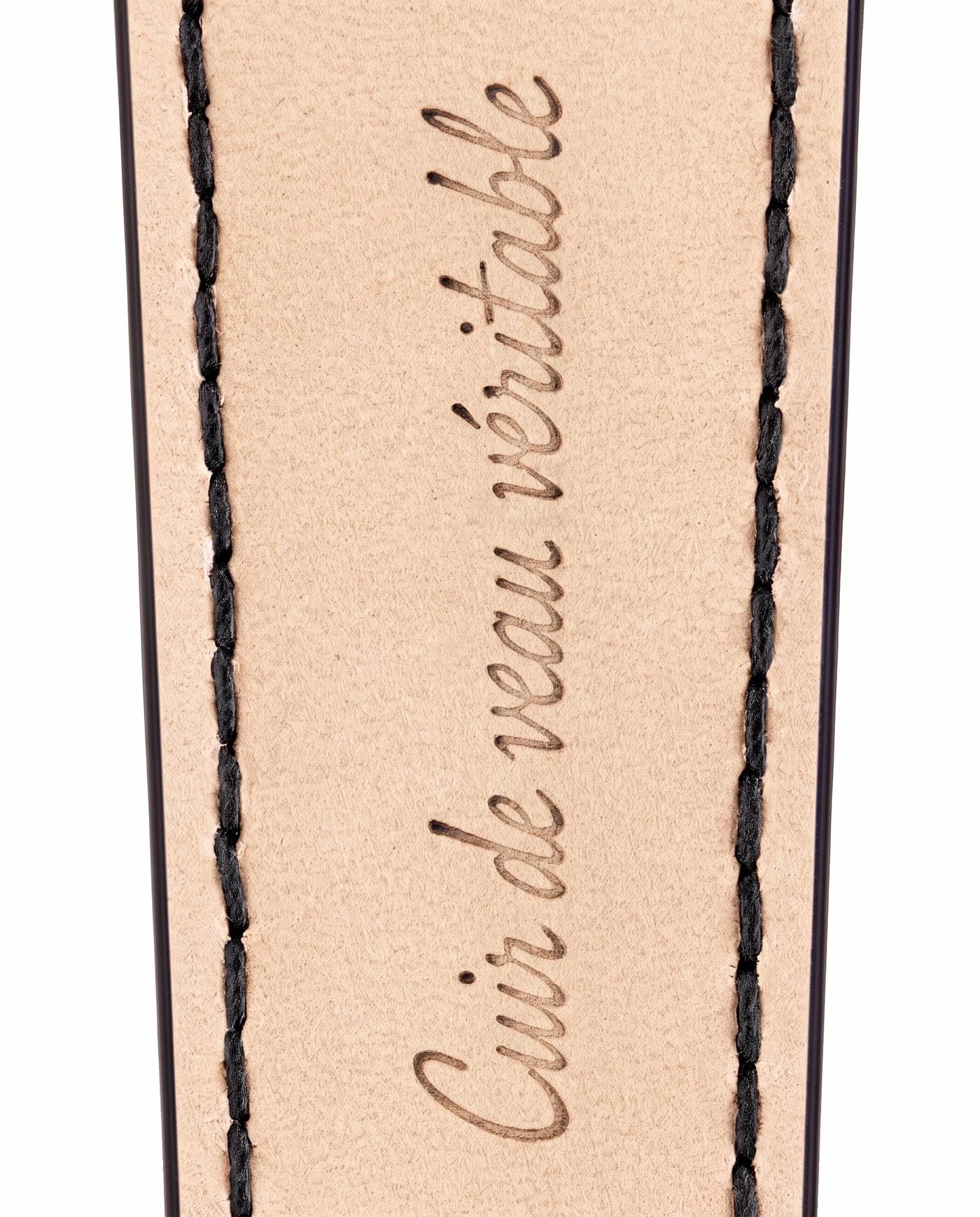 Calfskin lining with Cuir de veau véritable lettering