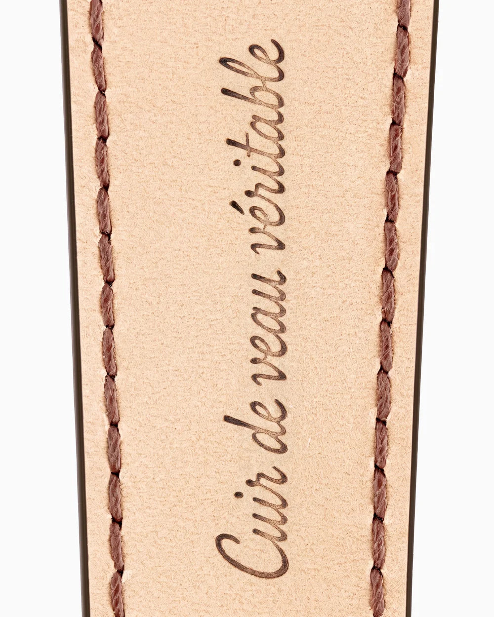Calfskin lining with Cuir de veau véritable lettering